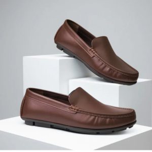 Leather Loafer For Men ! Plain Brown ! – L112