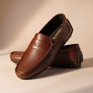 Genuine Leather Loafer For Men ! Brown Shattle! – L114